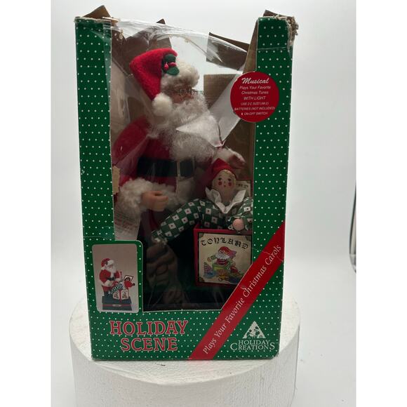 Holiday Creations Vintage Santa Claus Musical Light up Christmas Jack in Box - Picture 9 of 16